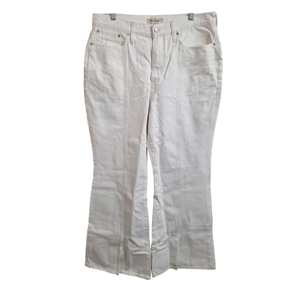 Madewell Baggy‎ Flare Jeans White High Rise Front Seam Womens 32 NWT